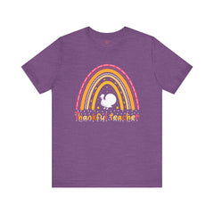 Thankful Teacher T‑Shirt – Retro Rainbow Turkey Teacher Appreciation Tee