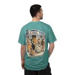 Front Logo Back Graphic Baldwin Harbor Animal Hospital "Who Let the Cats Out?" T Shirt