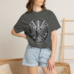 Don;t Stop Believing Subway Reflection T-Shirt — Vintage Black & White Urban Photo Tee