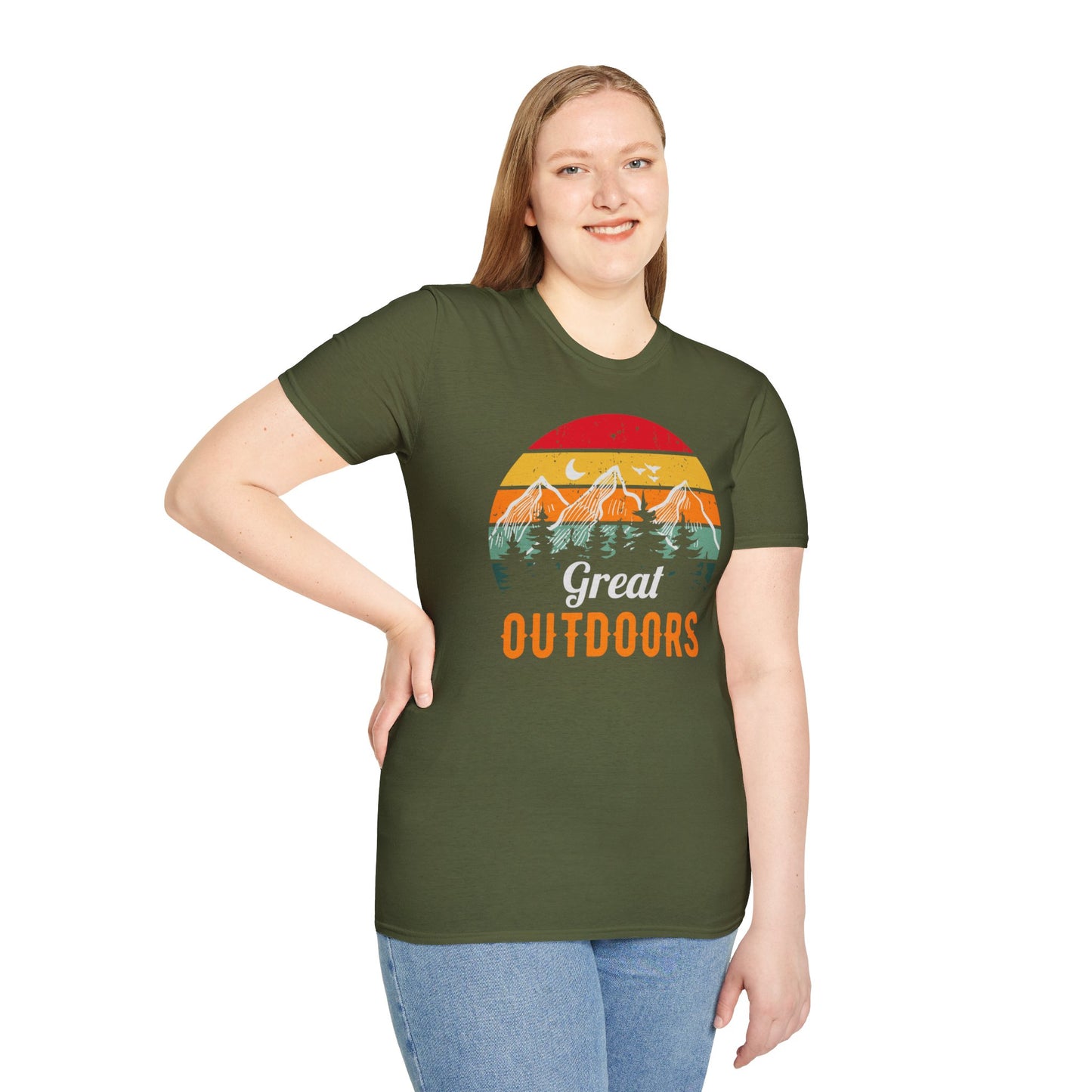 Great Outdoors Mountain Views Unisex Softstyle Graphic T-Shirt