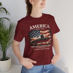 America 250th Submarine 125th Flag T-Shirt — Vintage USA Military Tee