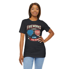 Fireworks Expert, If I Run You Run, Sunglasses  Graphic, Unisex Jersey Short Sleeve Tee