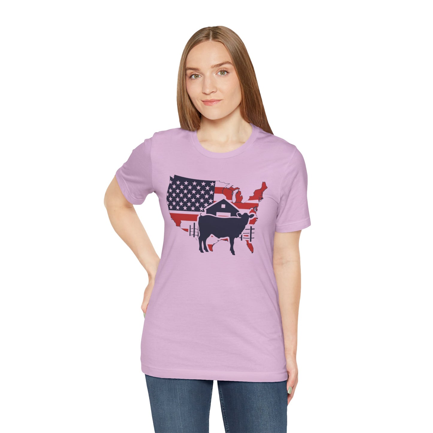 Red White and Blue Farmer Graphic, Unisex Jersey Short Sleeve Tee