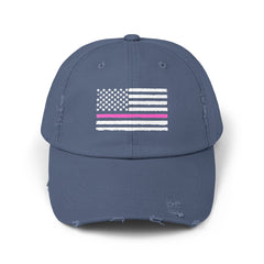 Support Cancer Survivors, Unisex Distressed Cap, US Flag Cancer Awareness, Gift For Him, Gift For Her, Pink Supporter, Cancer Survivors Flag