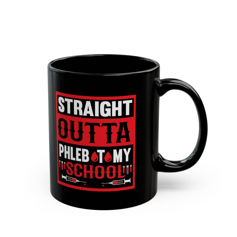 Black Mug with Phlebotomy Design – Perfect Gift for Medical Students, Coffee Lovers, Graduation, Back to School, or Study Sessions