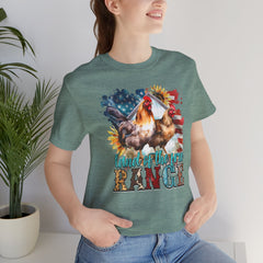 Land Of The Free RANGE Chicken Graphic, Unisex Jersey Short Sleeve Tee