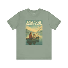 Relaxing Fishing Tee - Cast Your Worries Away, Unisex Casual Shirt, Perfect Gift for Dad, Outdoor Lovers, Fishing Trips, Summer Vibes