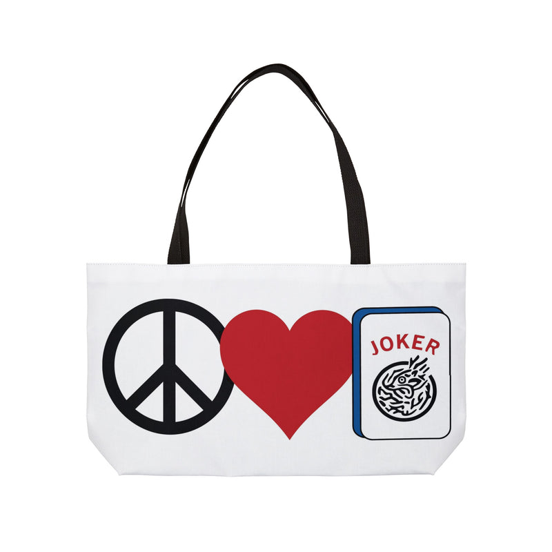 Peace Love Mahjong Weekender Tote Bag / See our matching T Shirts and Coffee Mugs