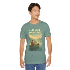 Relaxing Fishing Tee - Cast Your Worries Away, Unisex Casual Shirt, Perfect Gift for Dad, Outdoor Lovers, Fishing Trips, Summer Vibes