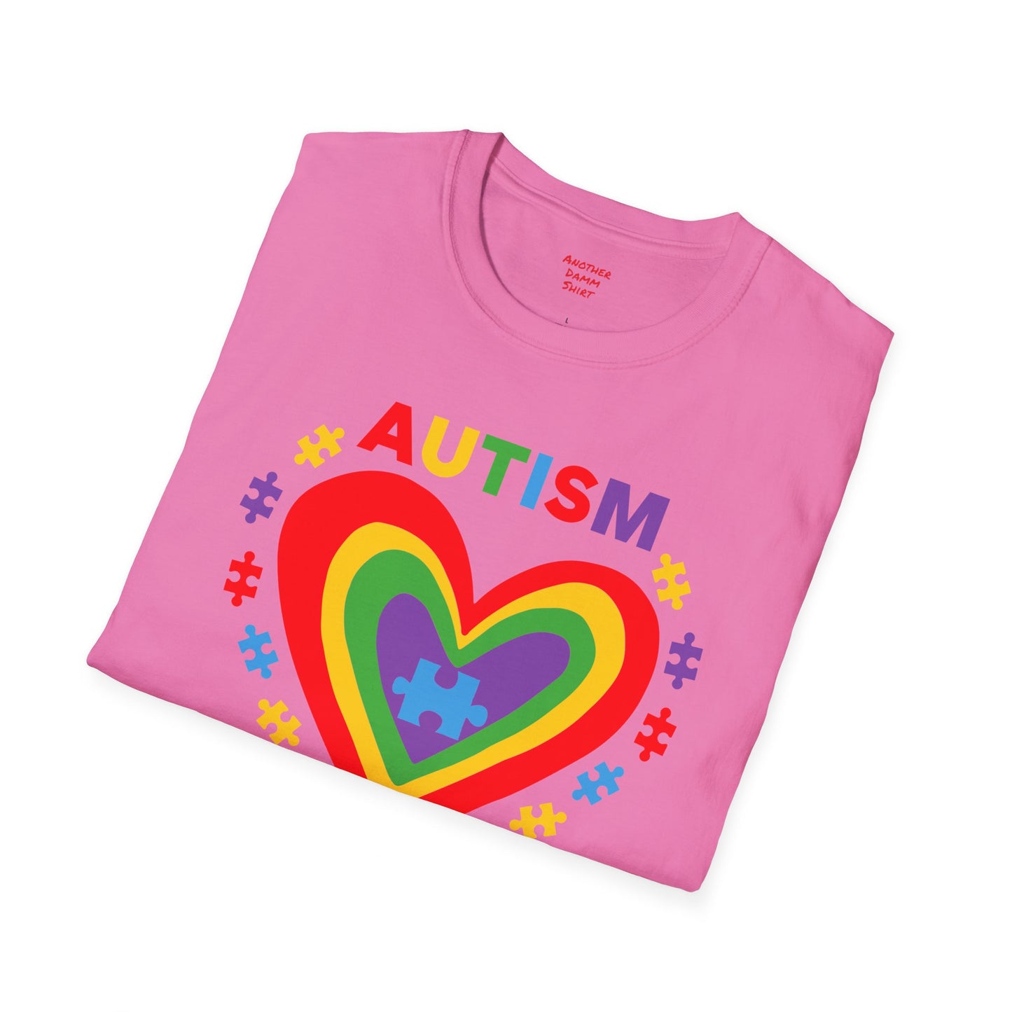 Autism awareness tee, softstyle tee, unisex autism shirt, heart graphic tee, shirt for autism, support autism shirt, gift for autistic child