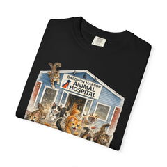 Front Graphic "Who Let the Cats Out?" Baldwin Harbor Animal Hospital Cute Vet Clinic T Shirt