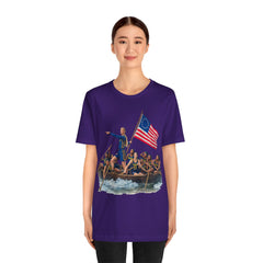 Historical Fever Patriot T‑Shirt — Revolutionary Flag Rowboat Design