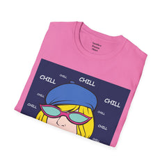 Chill Girl Unisex Softstyle T-Shirt  Pop Art Girl Wearing Sunglasses