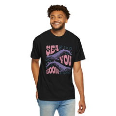 Whales, Sea You Soon -  Graphic Unisex Garment-Dyed T-shirt