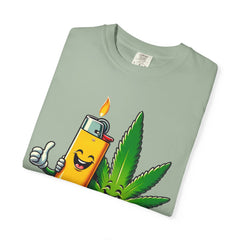 Vintage 'Lighter & Weed' Graphic T-Shirt — Relaxed Stoner/Cannabis Tee