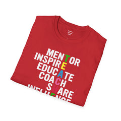 How Do You Spell TEACHER,Unisex T Shirt,Mentor,Inspire,Educate,Coach.Share,Influence,Encourage,Educator apparel,School wear,Teacher apparel