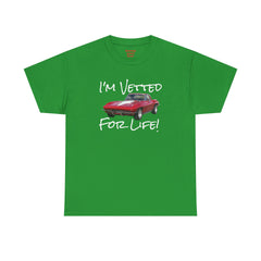 Red Corvette Summer Unisex Tee - I'm Vetted For Life Front and Back Image T Shirt