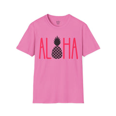 ALOHA with A PineApple Center Unisex Softstyle T-Shirt  Hawaii is so overrated. Grab a T Shirt and a PinaColada instead.