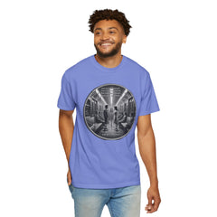 Don;t Stop Believing Subway Reflection T-Shirt — Vintage Black & White Urban Photo Tee