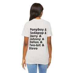 The Outsiders Shirt, Front and Back Images, Greasers Characters Shirt, Unisex Jersey Short Sleeve Tee