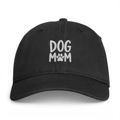 Embroidered Dog MOM Cap — Washed Coastal Baseball Hat with Paw Print