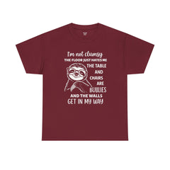 Clumsy Funny Sloth Graphic Tee | Unisex Heavy Cotton Tee | Great Gift for Animal Lovers, Birthdays, Casual Wear, Humorous Gifts, Everyday Style