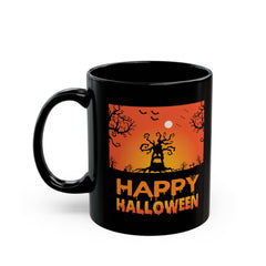 Happy Halloween Tree Monster - Graphic Black Mug (11oz, 15oz)