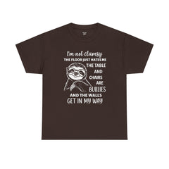 Clumsy Funny Sloth Graphic Tee | Unisex Heavy Cotton Tee | Great Gift for Animal Lovers, Birthdays, Casual Wear, Humorous Gifts, Everyday Style