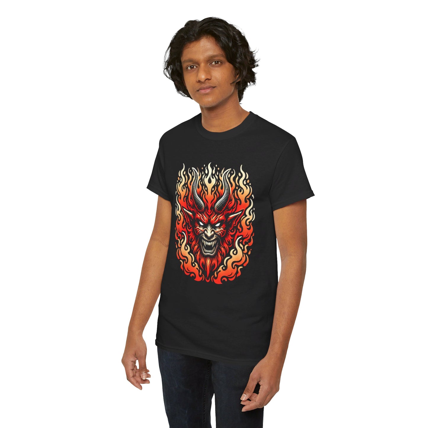 Fiery Fire Demon - Graphic Unisex Heavy Cotton Tee