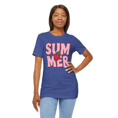 Summer Strawberry T-Shirt — Cute Pink Graphic Tee with Strawberry "SUMMER" Design