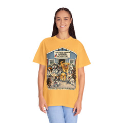 Pitbull Added "Who Let the Dogs Out?" Baldwin Harbor Animal Hospital Cute Vet Clinic T Shirt