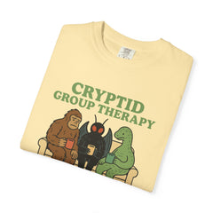 Cryptid Group Therapy Bigfoot, Mothman and Loch Nessie Unisex T-Shirt, Funny Graphic Tee, Gift for Cryptid Lovers, Quirky Casual Wear, Cool Humor Shirt