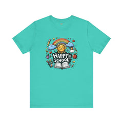 HAPPY 100 DAYS of SCHOOL - Unisex Short Sleeve Tee | Elementary School Holiday, Teacher Apparel, Kids Motivation, Days Checked Off, 100 Days