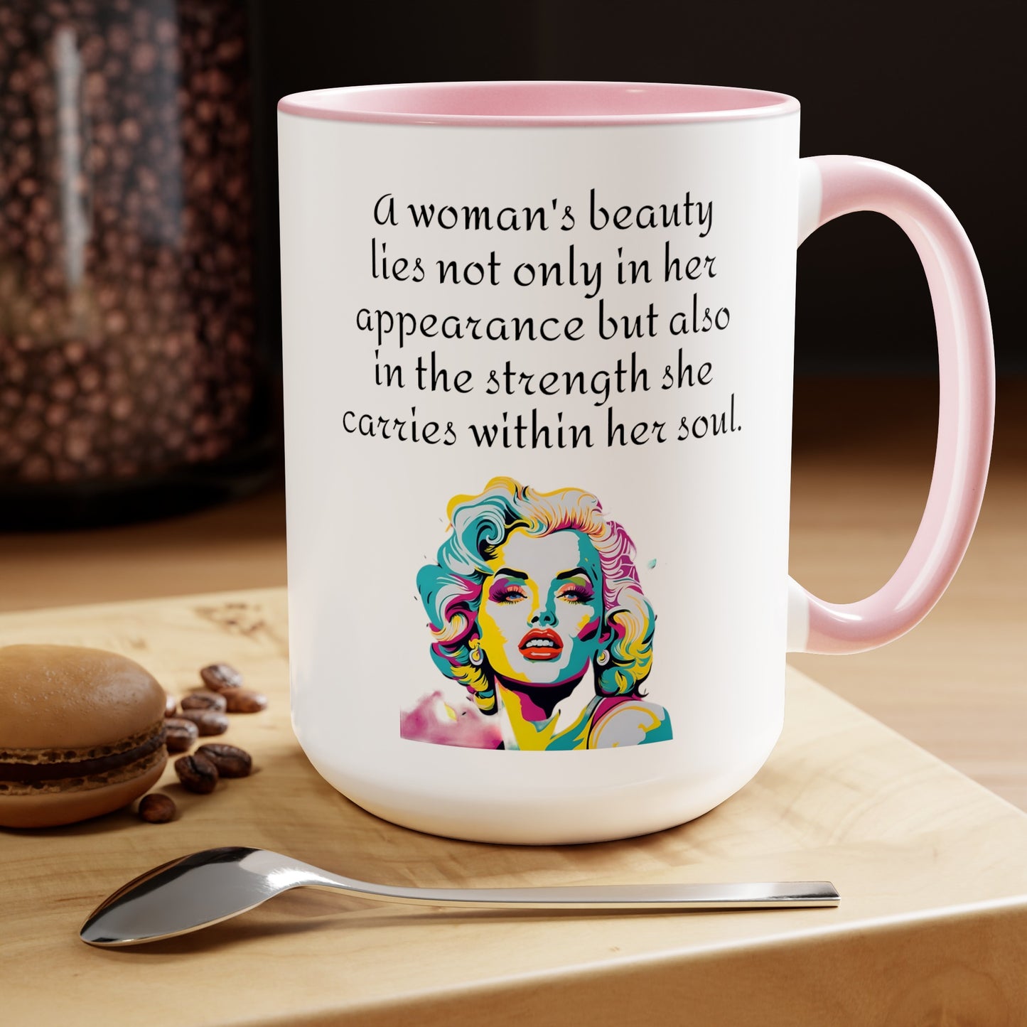 Marilyn Monroe Graphic Mug, A woman's beauty quote