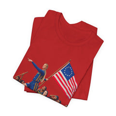 Historical Fever Patriot T‑Shirt — Revolutionary Flag Rowboat Design