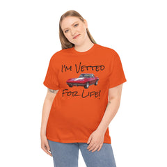 Red Corvette Summer Unisex Tee - I'm Vetted For Life Front and Back Image T Shirt