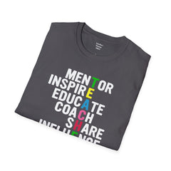 How Do You Spell TEACHER,Unisex T Shirt,Mentor,Inspire,Educate,Coach.Share,Influence,Encourage,Educator apparel,School wear,Teacher apparel