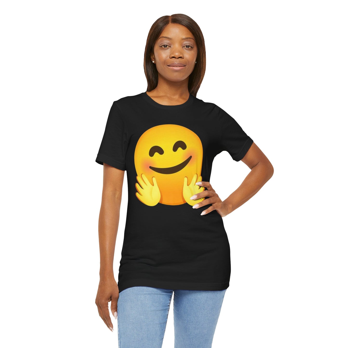 Emoji With Hugging Hands - Graphic Unisex Jersey Short Sleeve Tee