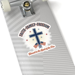 Faith Family Freedom Cross Sticker | Patriotic, Faith-Based July 4th