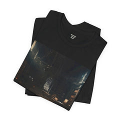 Abandoned Library Photo Tee — Dark Urban Gothic Bookstore Scene T-Shirt