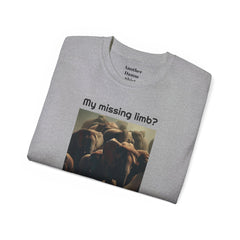 My Missing Limb? It Was Stampeding Elephants - Unisex T Shirt | Amputee Humor, Amputee Gift, Amputation Excuse, Animal, Wildlife, Motivation