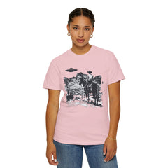 UFO Meets Cowboy Vintage Graphic T-Shirt — Retro Western Alien Tee
