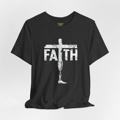 Faith Cross Prosthetic Leg T‑Shirt — Amputee Inspirational Christian Tee