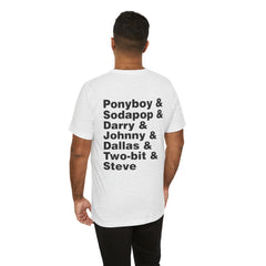The Outsiders Shirt, Front and Back Images, Greasers Characters Shirt, Unisex Jersey Short Sleeve Tee