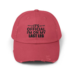 Funny Leg Amputee distressed cap, On My Last Leg, Limb Loss Awareness cap, gift for him, gift for amputee, recovery encouragement gift