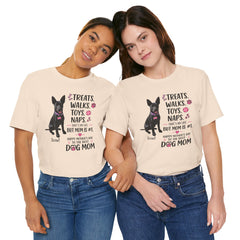 Personalized Your Dog and its name Mother's Day T-Shirt — 'Treats. Walks. Toys. Naps.