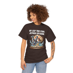 Amputee Exploding JetPack Humor - Unisex Garment-Dyed T-shirt