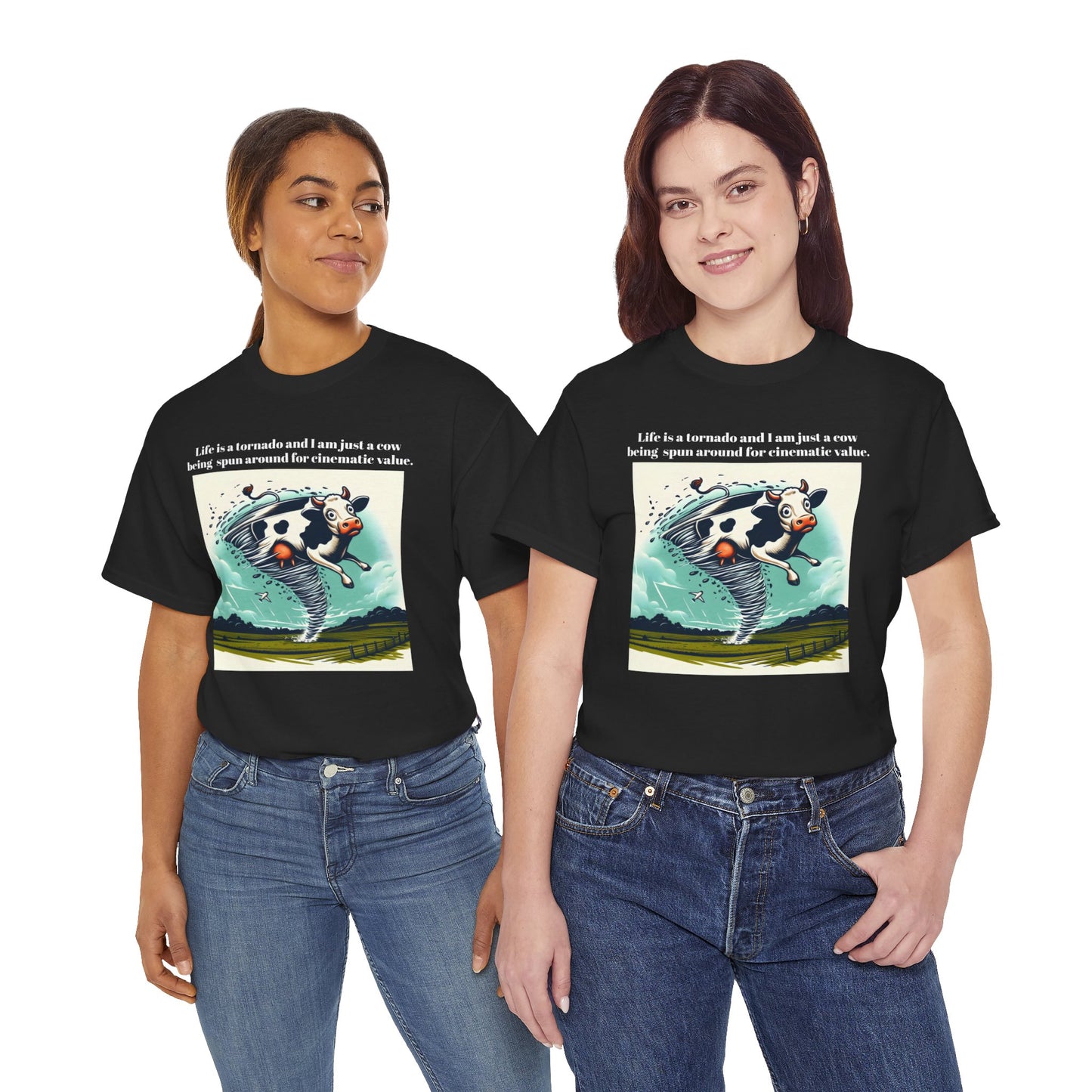 Funny Cow Caught In Tornado Unisex Tee