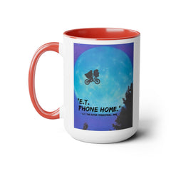ET Phone Home Mug: 15oz Two-Tone, Retro Movie, Pop Culture Gift