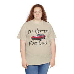 Red Corvette Summer Unisex Tee - I'm Vetted For Life Front and Back Image T Shirt